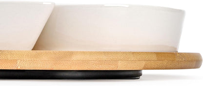 Cididu Ceramic Serving Tray Platters Lazy Susan, Rotating Divided Serving Set with 6 Removable Compartment, 11'' Appetizer Relish Dish, Snack Bowl Set for Christmas, Thanksgiving, Party, Kitchen