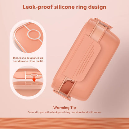 Modern Adult Lunch Box, Stackable Lunch Containers, Minimalist Design Bento Box with Utensil Set - Leak-Proof for Dining Out, Work, School, Picnic