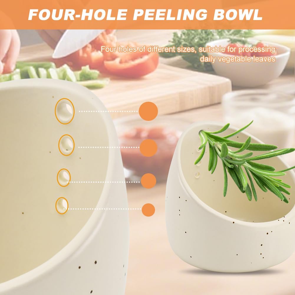 Ceramic Herb Stripper – w/Round Holes for Kale/Cilantro/Thyme/Parsley