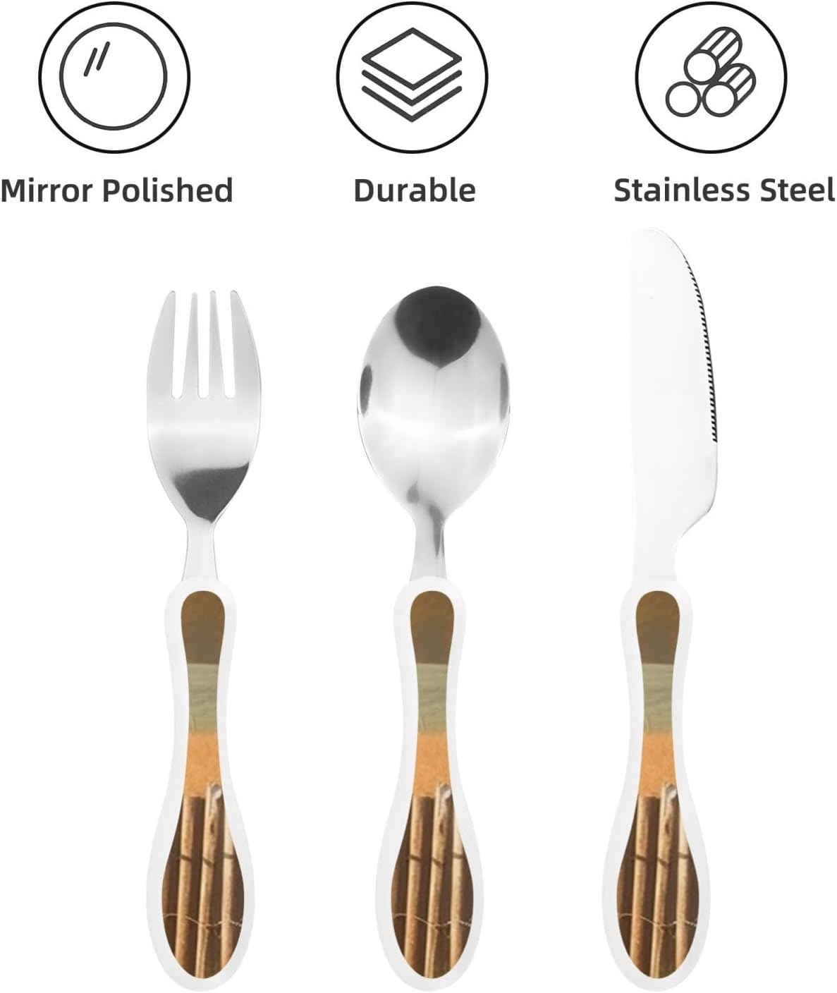 3-Piece Kids Silverware Set With Storage Case, Stainless Steel Reusable Children Safe Knife Spoon Fork Set Blue Active Girl Running Sunset Children Flatware Set For Kids Lunch Box - Colors C