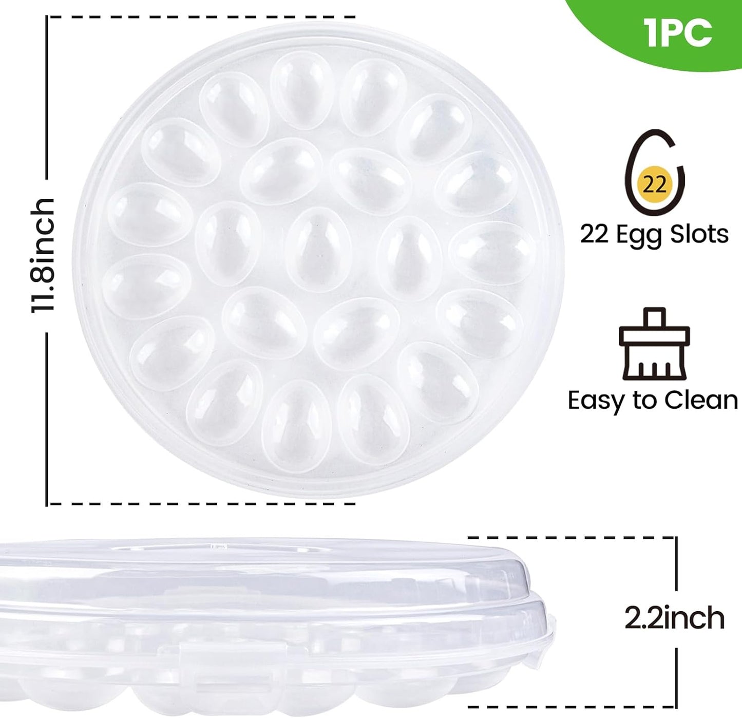 HANSGO Deviled Egg Containers with Lid, Deviled Egg Platter Carrier Holder Trays with 22 Slots for Holiday Party and Home Kitchen, Green