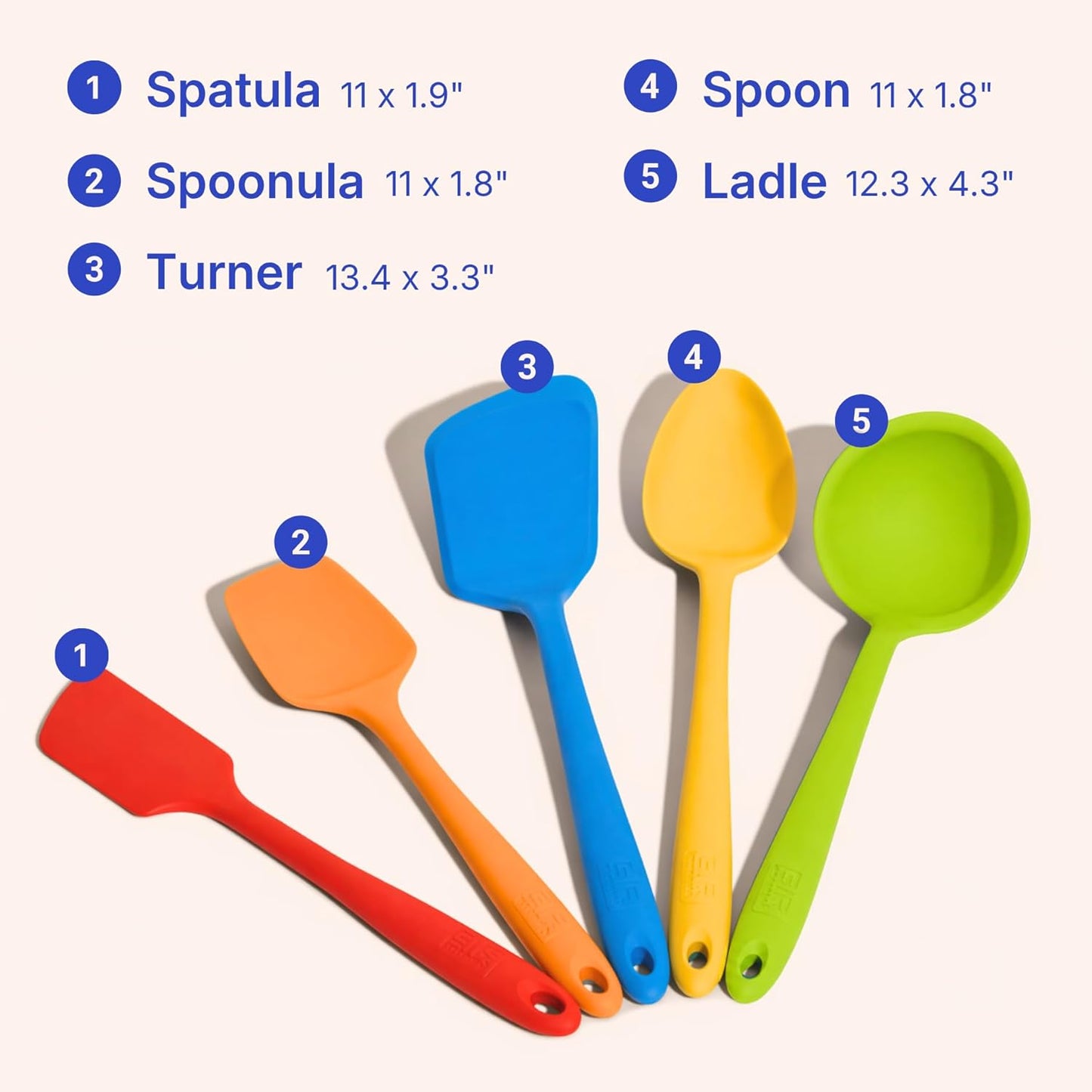 GIR 5-Piece Silicone Kitchen Utensils Set, Non-Toxic Cooking Utensils for Cooking and Baking, Heat Resistant, Food Grade, Dishwasher Safe Rubber Spatula, Ladle, Spoon - Charcoal