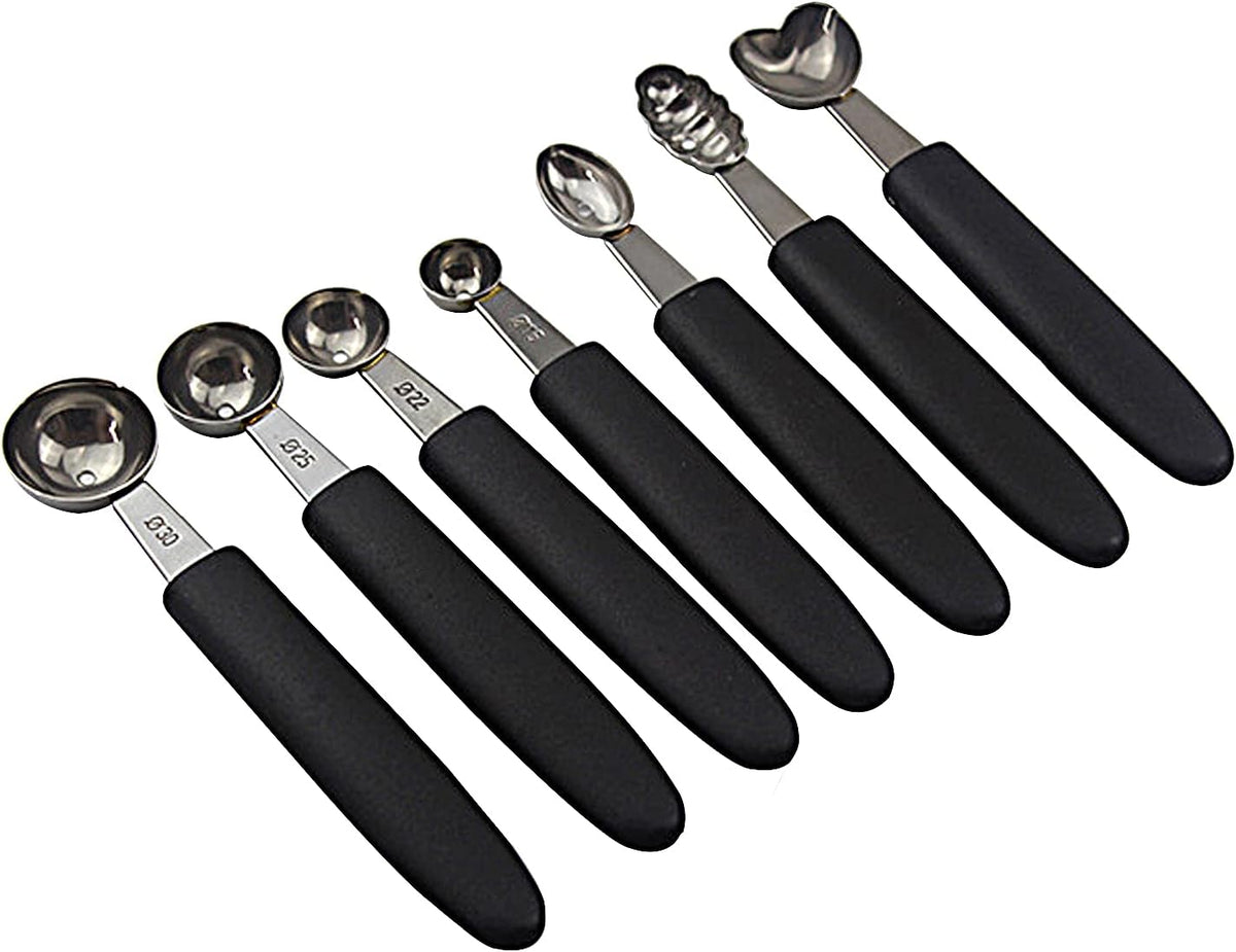 7Pcs Fruit Melon Baller Ice Cream Scoop Smooth Round Watermelon Scooper