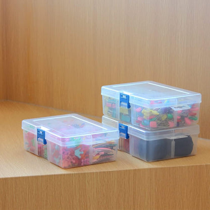 3 Pack Plastic Removable Divider Box and Storage Case for Small Parts, Hardware and Craft, 6 Grids, Clear