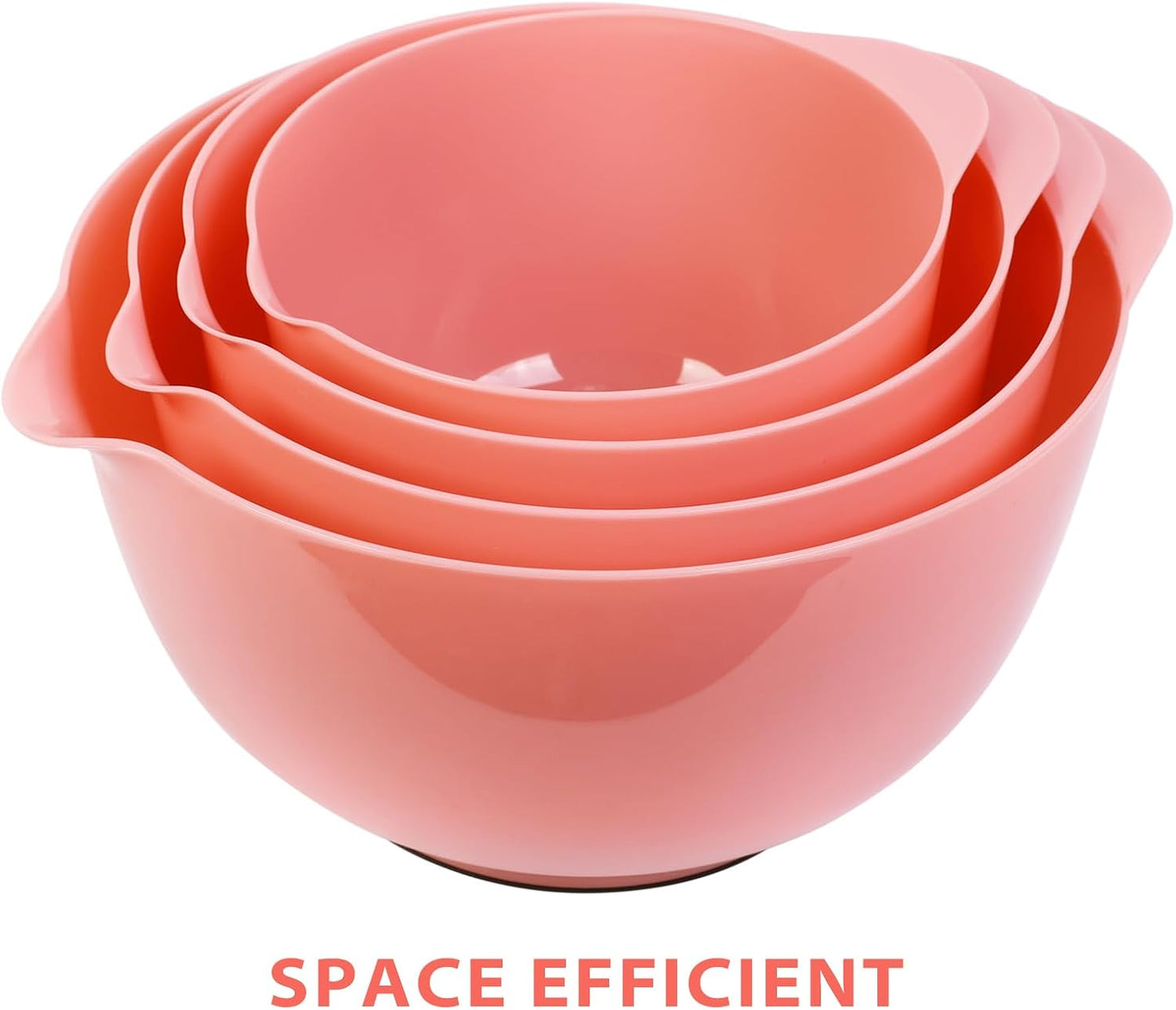 BoxedHome Nesting Plastic Mixing Bowl Set With Pour Spout, Microwave and Dishwasher Safe, BPA free Non-Slip Base, Set of 4 Size 1.7, 2.5, 3.5 and 4.5qt, Great for Prepping, Baking, Cooking (Dark Blue)