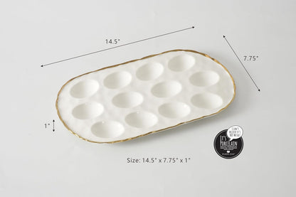 Portofino Oval Deviled Egg Tray, 14.5" x 7.75" x 1"