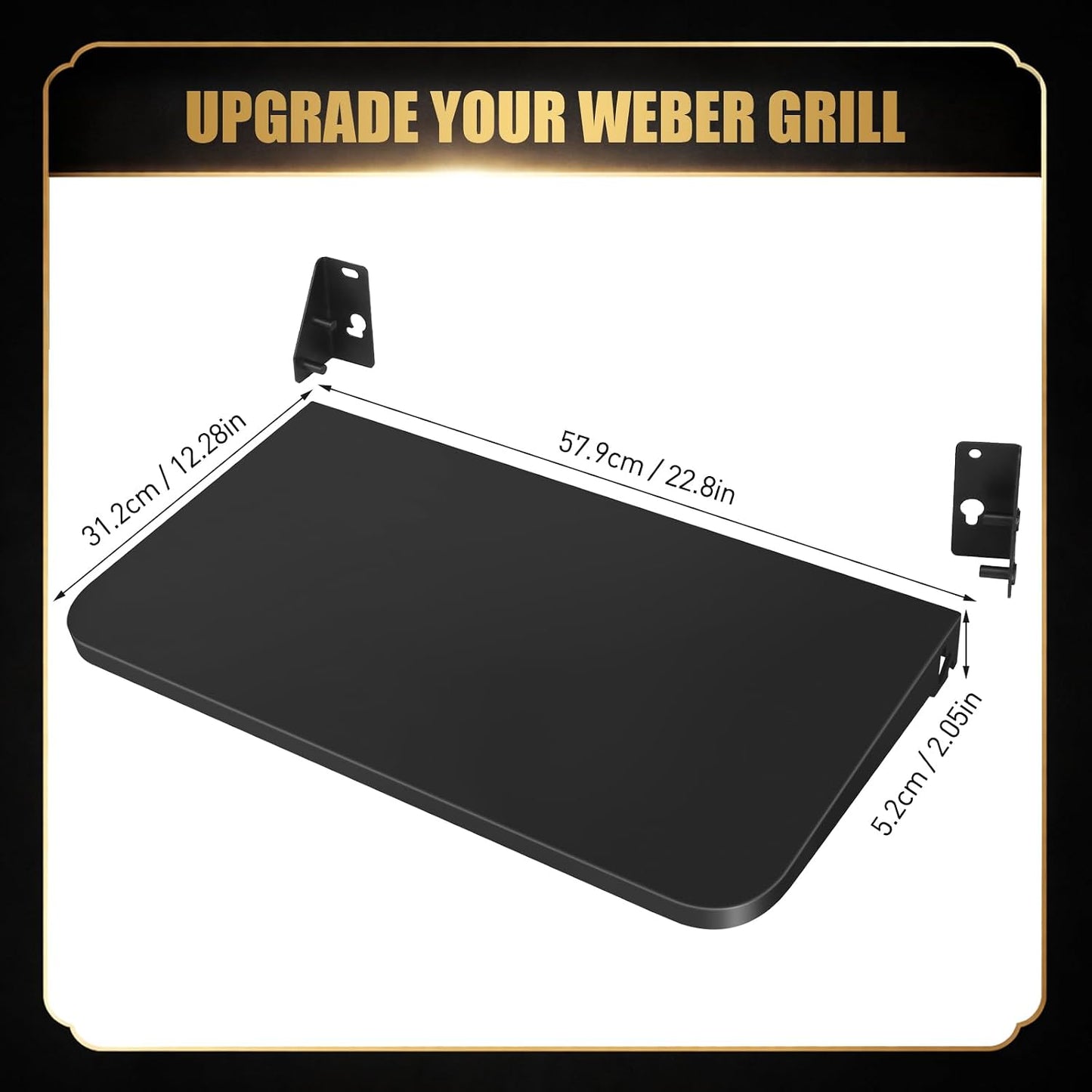 QuliMetal Folding Front Shelf for Traeger Pro 34, Texas Elite 34, Century 885 and Eastwood 34, 37" x 12" Heavy-Duty Grill Prep Table with Cutting Board, Stainless Steel Basin, Lid and 5 Hooks