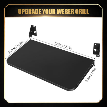 QuliMetal Folding Front Shelf for Traeger Pro 34, Texas Elite 34, Century 885 and Eastwood 34, 37" x 12" Heavy-Duty Grill Prep Table with Cutting Board, Stainless Steel Basin, Lid and 5 Hooks