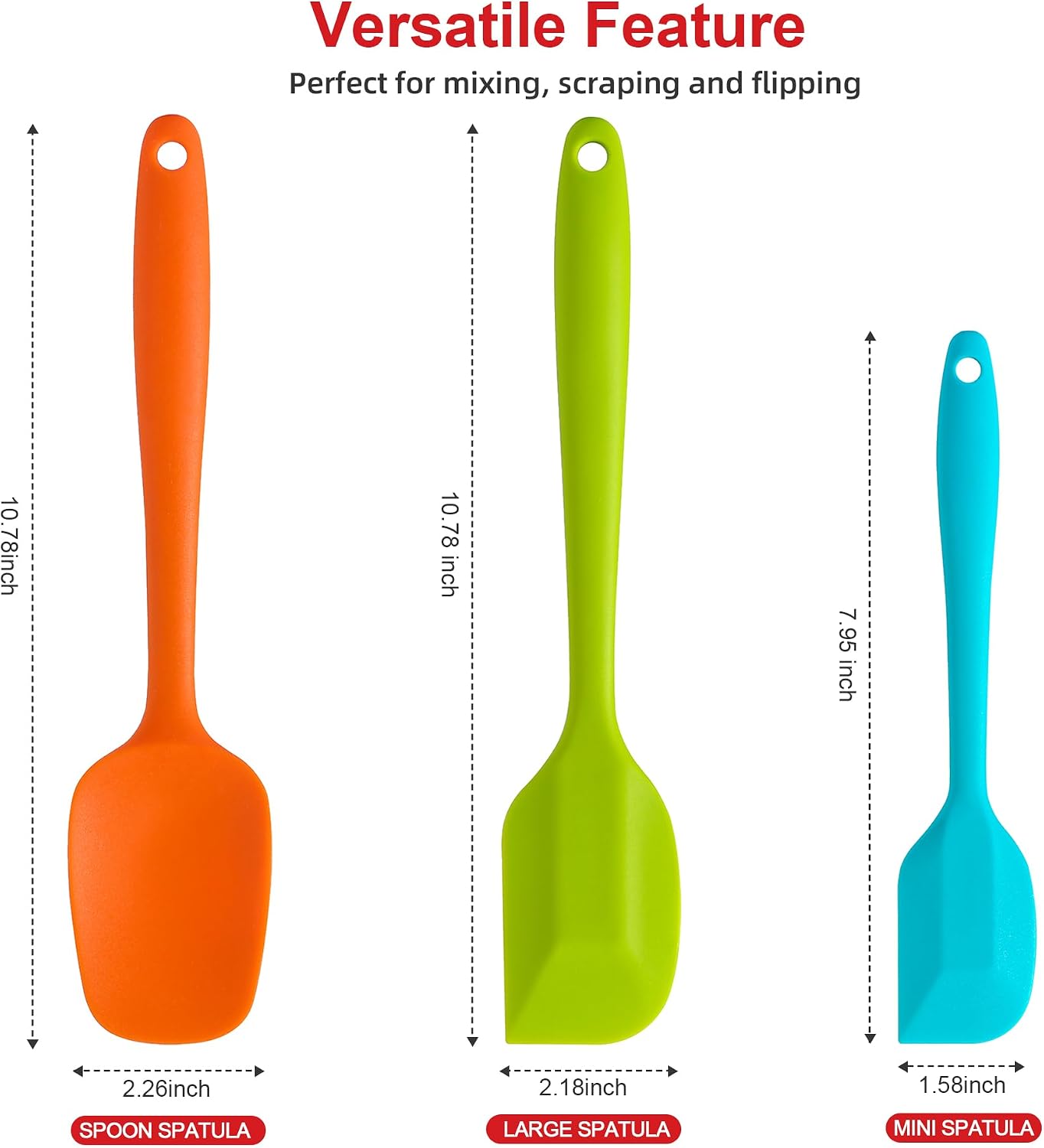 Silicone Spatula Set - Rubber Spatula - 600°F Heat Resistant Baking Spoon & Spatulas(Dark Grey)