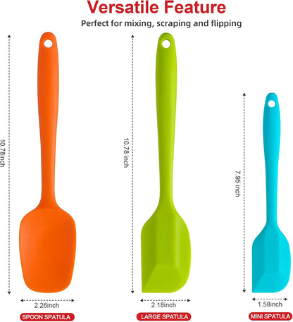 Silicone Spatula Set - Rubber Spatula - 600°F Heat Resistant Baking Spoon & Spatulas(Dark Grey)