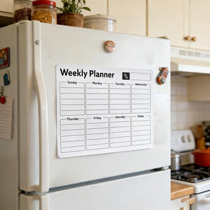 Magnetic Refrigerator Calendar Weekly & Monthly Planner, Erasable Whiteboard Sticker with Notes Section, Ideal for Organizing Meal Plans and Scheduling Tasks
