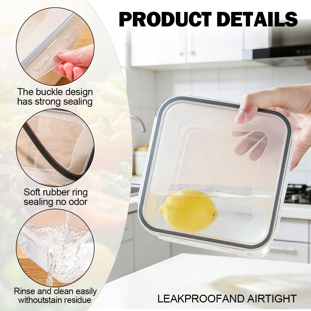 4 Pcs Food Storage Containers with Lids Airtight, 4 Sizes Sets(74oz+40.5oz+20oz+10oz), Plastic Meal Prep Containers, Dishwasher & Microwave & Refrigerator Safe, for Meal Prep & Freezer, Rectangular