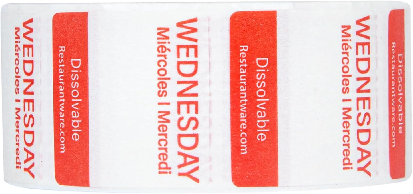 Restaurantware RW Smart 1 Inch x 1 Inch Food Rotation Labels 500 Dissolvable Food Safety Labels - Premium Trilingual Green Paper Day Of The Week Labels For Food Storage Or Prep Friday