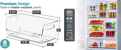 Sorbus Stackable Storage Bins Open Front - Clear Stackable Storage Bins - Pantry Bins for Storage and Organization - Acrylic Stackable Bins for Kitchen - Clear Pantry Organizer Bins (Medium 2 Pack)