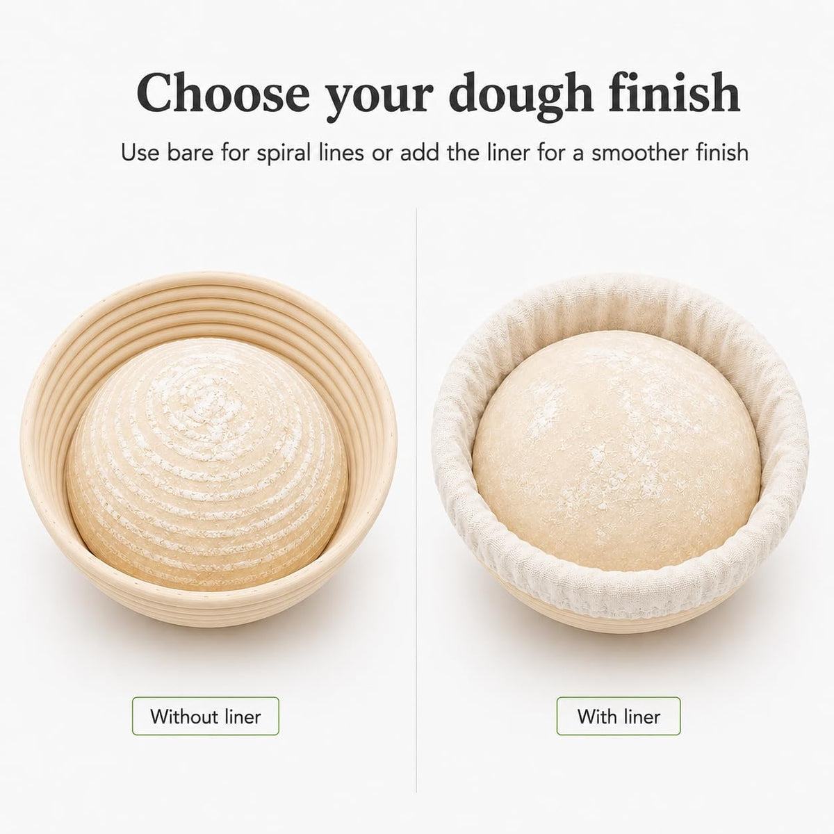 Sourdough Banneton Bread Proofing Basket Set of 2, 9'' Round