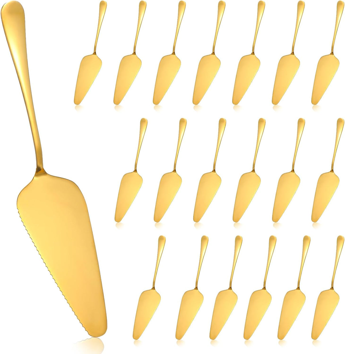 20 Pcs Pie Server Pizza Server Spatula Stainless Steel Cake Pie Pastry Professional Utensil for Pizza Dessert Cheese Cutting, 9 Inches, gold