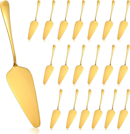 20 Pcs Pie Server Pizza Server Spatula Stainless Steel Cake Pie Pastry Professional Utensil for Pizza Dessert Cheese Cutting, 9 Inches, gold