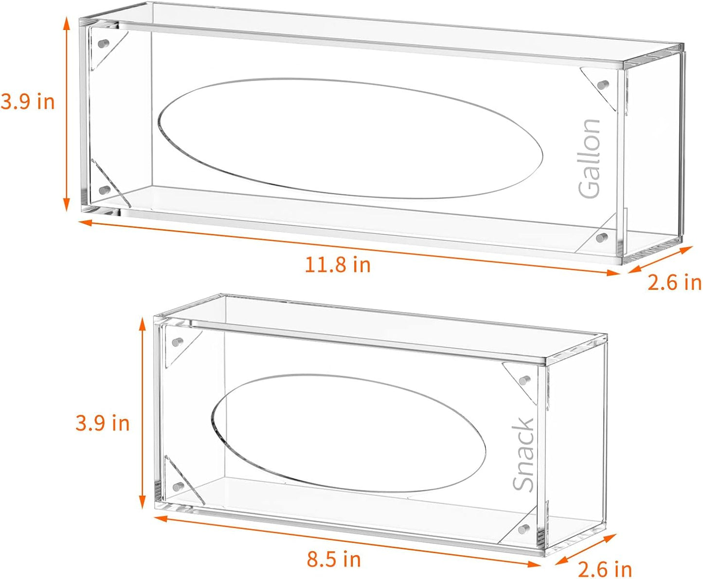 FEMELI Food Bag Storage Organizer, Acrylic Kitchen Drawer Baggie Box, Compatible with Gallon, Slider Quart, Freezer, Sandwich, Snack, Variety Size Bags, 4 separate Pack(Clear)