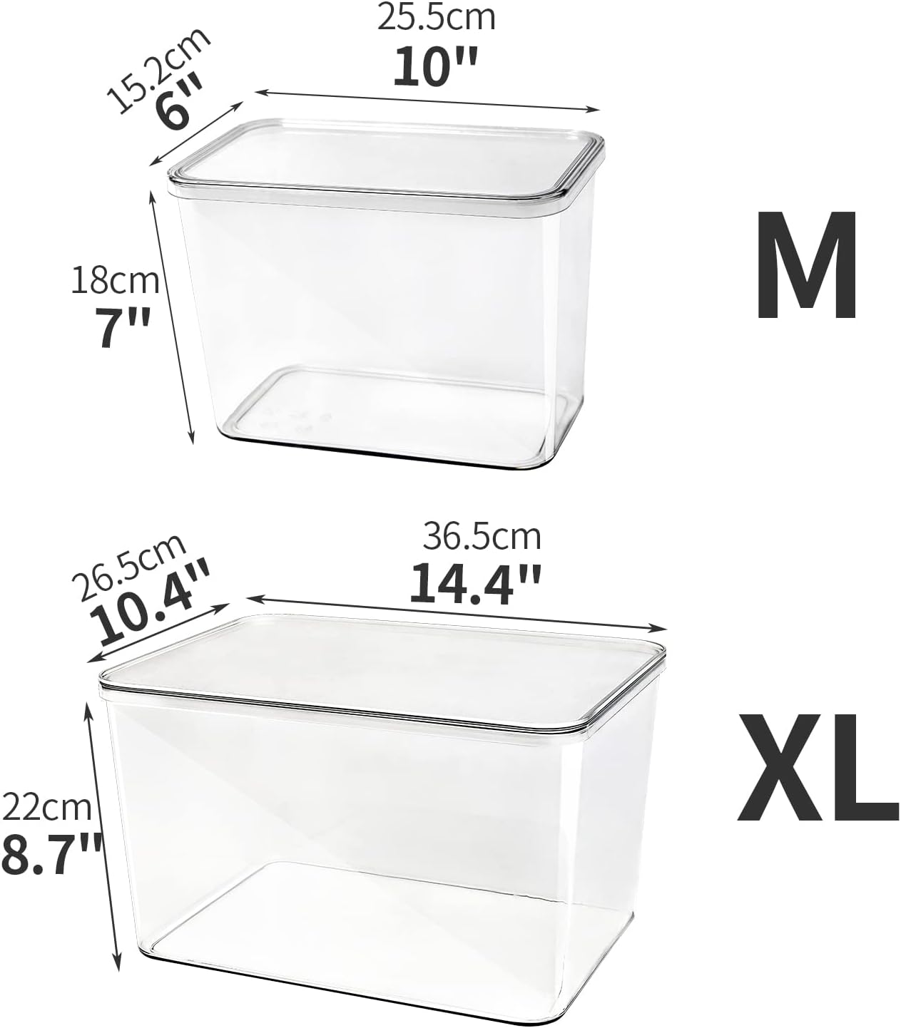 Clear Storage Bins With Lids,4 Packs Food Storage Organizer,Stackable Kitchen Cabinet,Bathroom Basket,Fridge Organization.Pantry Transparent Containers For Fruits,Drinks