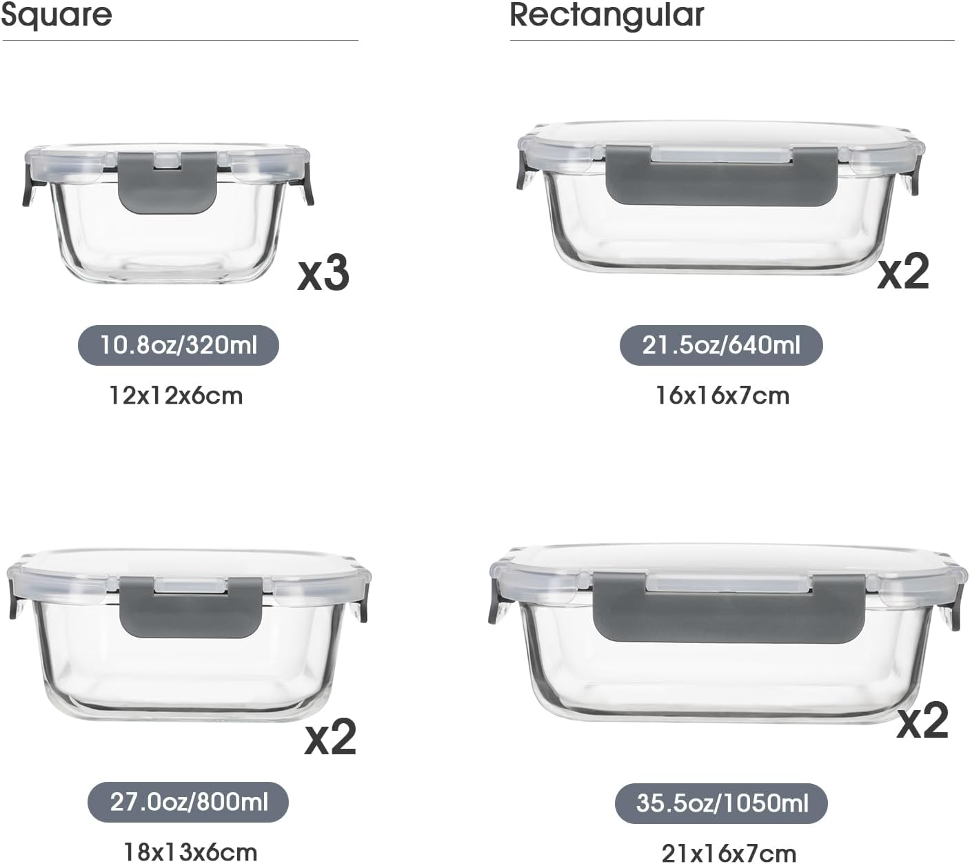 S SALIENT 18 Pieces Glass Food Storage Containers with Lids,Airtight Glass Meal Prep Containers,Glass Storage Containers Set for Kitchen,Pantry BPA Free & Leak Proof (9 lids & 9 Containers)