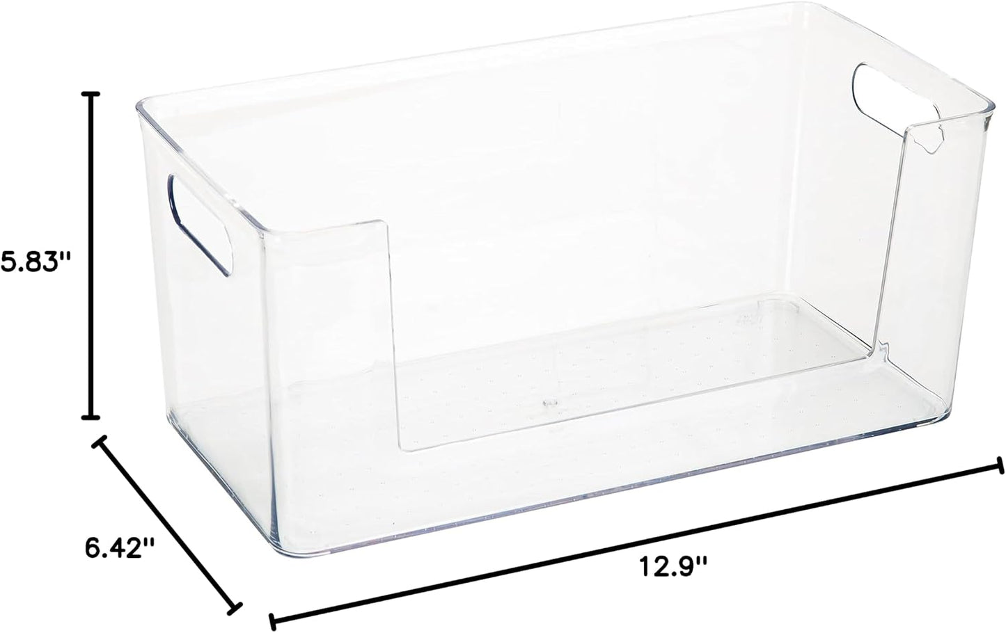 Simplify Rectangular Open Front Organizer Bin | Kitchen Cabinet & Pantry | Fridge Storage | Bathroom | Office Tote | Super Clear