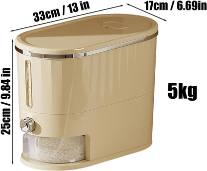 Rice Dispenser 5kg Leakproof with Measuring Cup | Large Rice Storage Container for Kitchen Pantry Apartment Restaurant RV Sugar Flour Cereal Pet Food