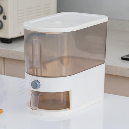 Gagee 11 Lbs Rice Dispenser, Clear | Grain Container Storage, With Lid, Measuring Cylinder, Moisture Proof, Household Cereal Dispenser Bucket