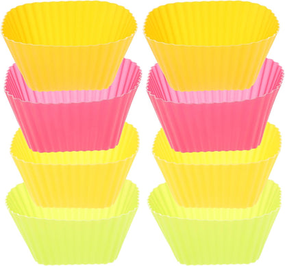12PCS Silicone Baking Cups: Square Muffin Cupcake Liners Reusable Bakery Molds Supplies Lunch Box Dividers for Home Bakery Baking (Color)