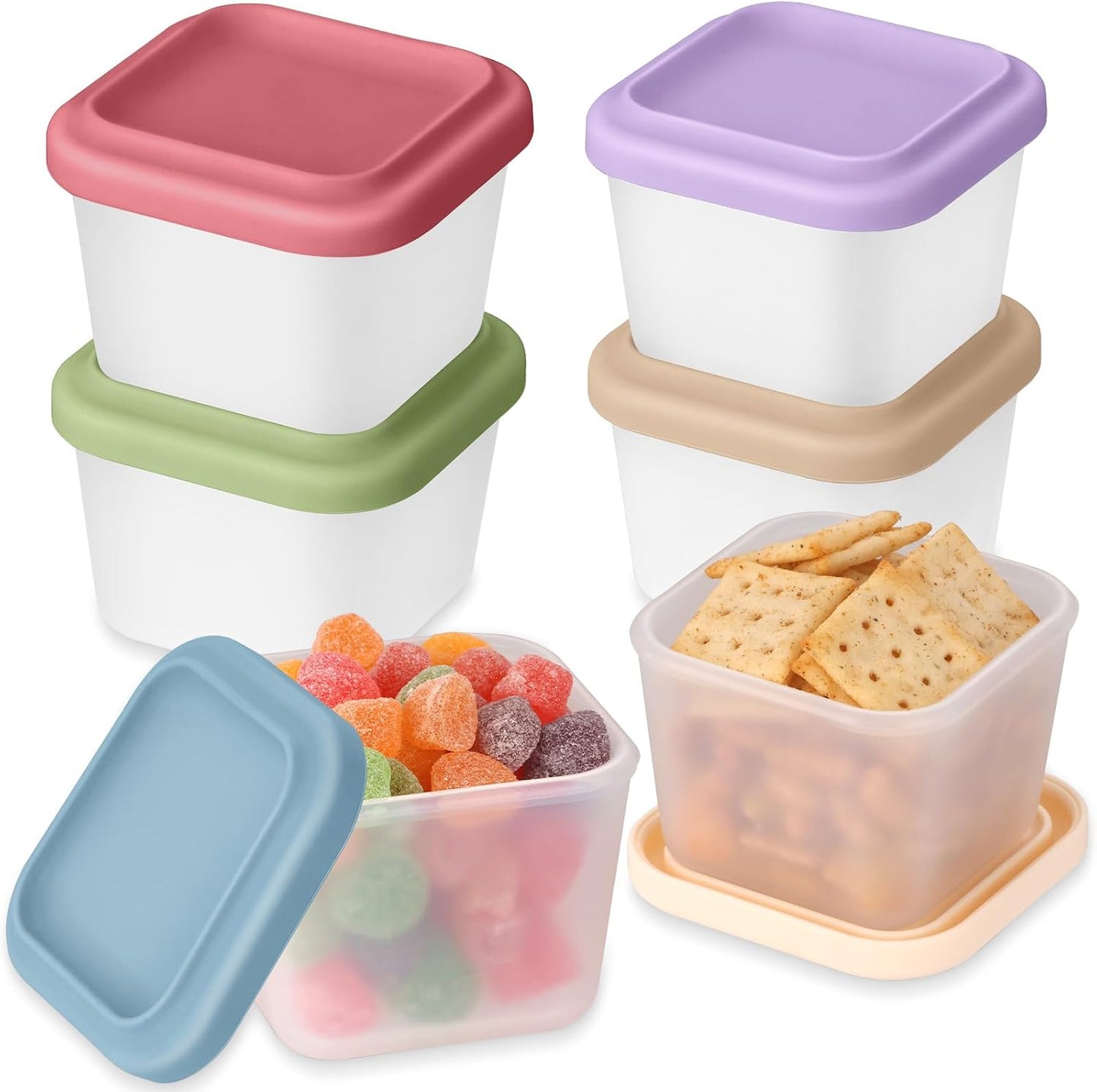 8 Pack 9 oz Silicone Snack Container for Kids, Reusable Silicone Food Storage Containers with Lid, Meal Prep Storage for Fruit, Kids Lunch Box for Travel, Home (Multicolor 8 Pack)