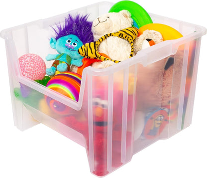 Akro-Mils 13018 Stak-N-Store Stackable Storage Bins, Heavy Duty Garage Storage Containers, Open Front Plastic Organizer for Tools, Shelves, Closet Organizer, 17-1/2" x 16-1/2" x 12-1/2", Clear, 2-Pack