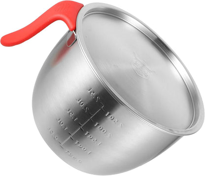 Stainless Steel Mixing Bowl with Lid, 19cm Deep Batter and Salad Bowl, 304 Food-grade Steel with Handle, Anti-splash Design for Kitchen Baking and Cooking Use