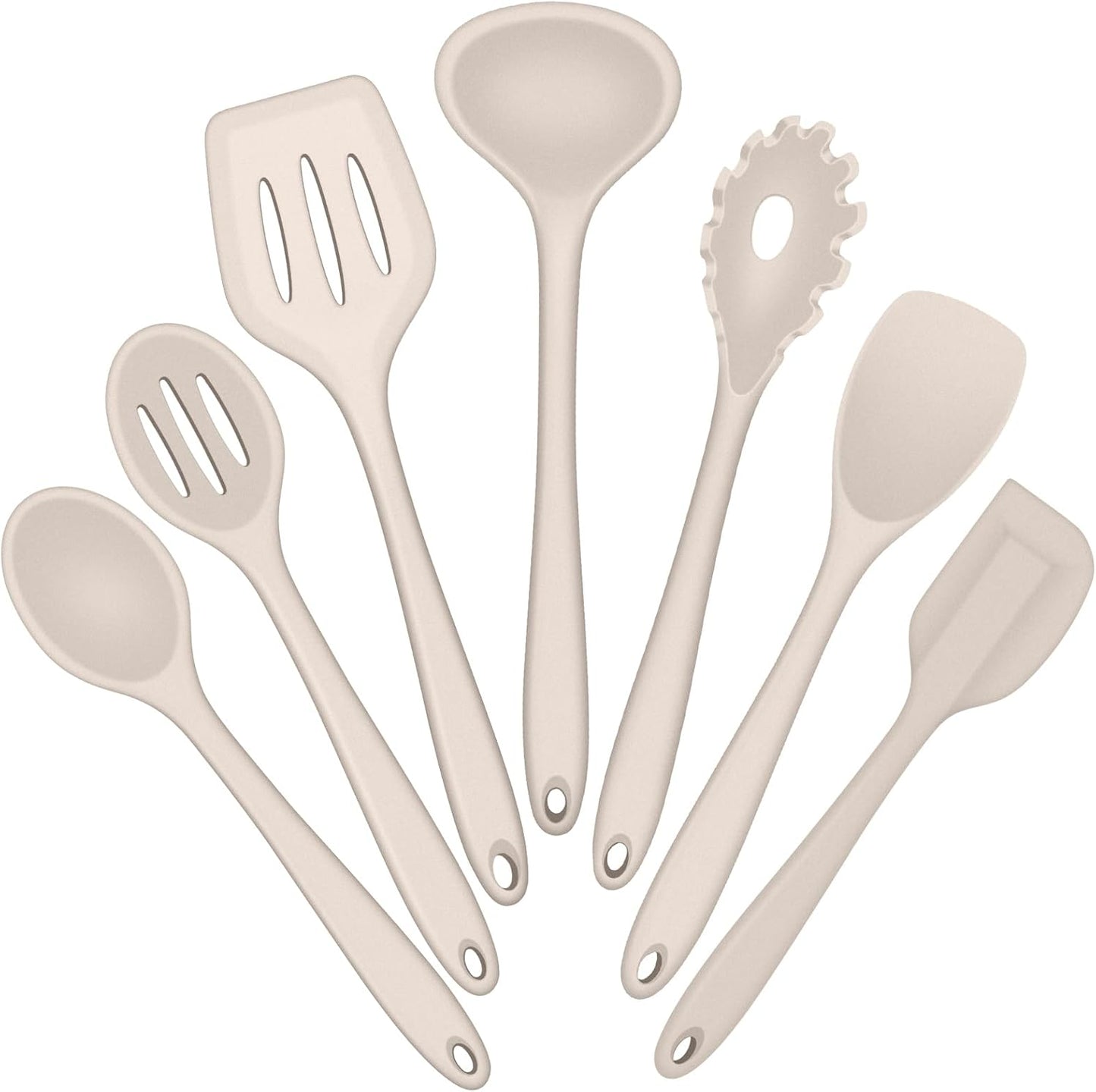 E-far Silicone Cooking Utensils Set, 7-Piece Black Heat Resistant Kitchen Utensils Set, Kitchen Nonstick Tools Spatula Ladle Spoon Pasta Server for Non-stick Cookware, Non-Toxic & Dishwasher safe