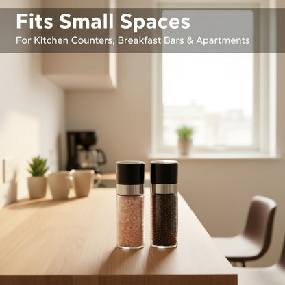 Salt and Pepper Grinder Set, 5.1 oz Refillable Glass Salt and Pepper Mills with Adjustable Ceramic Grinder, Manual Spice Grinder for Kitchen, Cooking and Dining Table (2.5" נ5.1")