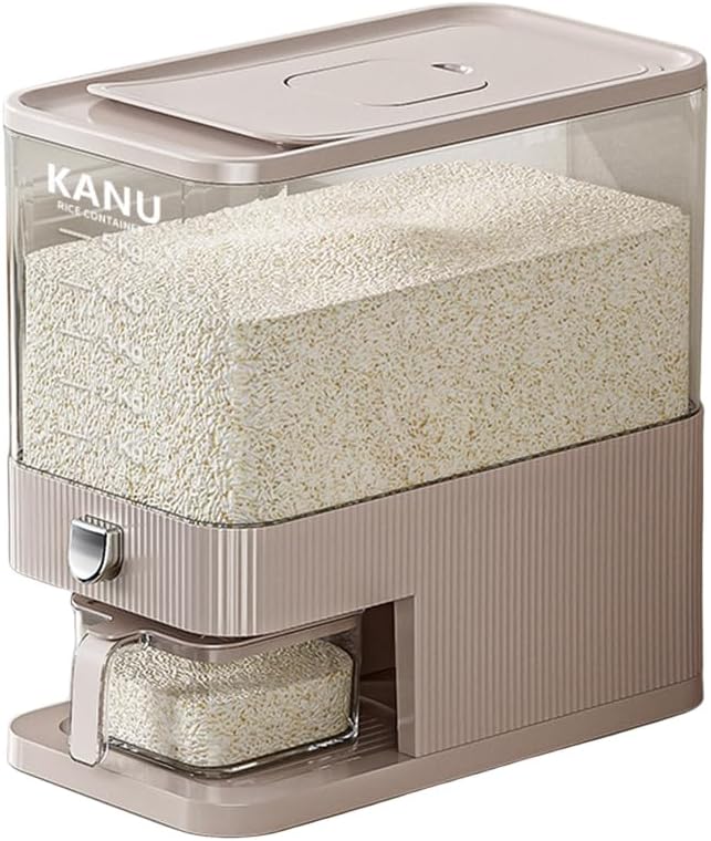 Rice Dispenser 22 Lbs,Sealed Rice Storage Container with Measuring Cup Moisture Proof,Large Cereal Dispenser Dry Food Storage Container Bins for Grains,Flour,Corn,Pet Food
