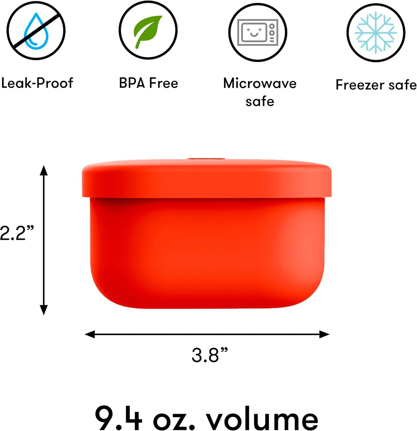 OmieBox Silicone Leakproof Snack Containers To Go, Food Storage Containers with Lid, School Lunch Bento Container - BPA Free, Airtight, Dishwasher and Freezer Safe, Oven Safe - 9.4 ounces (Pink)