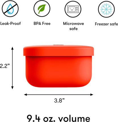 OmieBox Silicone Leakproof Snack Containers To Go, Food Storage Containers with Lid, School Lunch Bento Container - BPA Free, Airtight, Dishwasher and Freezer Safe, Oven Safe - 9.4 ounces (Pink)