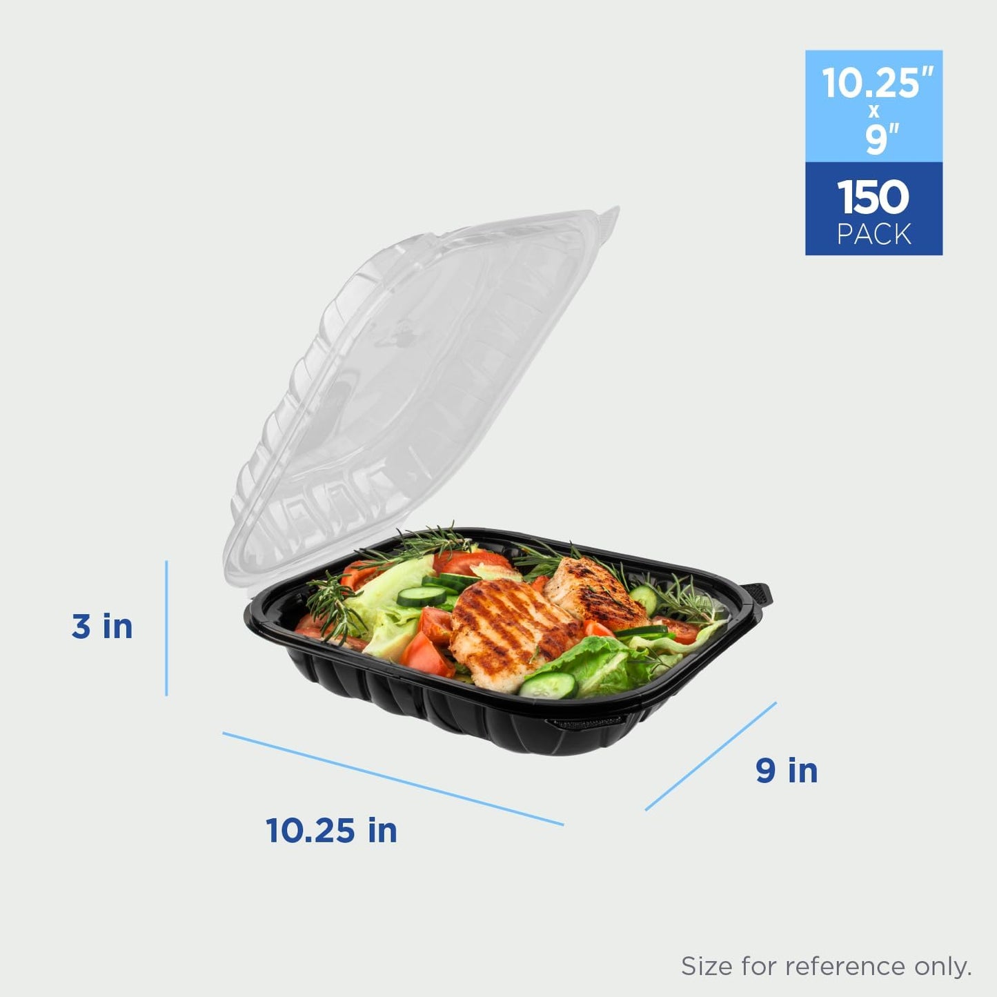 Karat Premium PP Hinged Container [150 ct], Take Out Food Containers - Case (9"x9", 3 compartments)