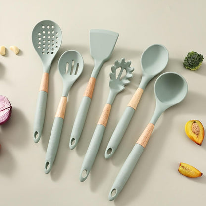 Cooking Utensils Set, With Holder, 1set, Silicone Kitchen Utensils Set, Silicone Spatulas, Food Grade Non Stick Coating Design, For Home Restaurant Camping