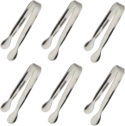 Ice Tongs Mini Sugar Tongs 4.25Inch Stainless Steel Kitchen Utensils Set,Small Serving Tong and Tiny Kitchen Tong for Appetizers,Tea Party, Coffee Bar, Desserts by Sunenlyst (Silver)