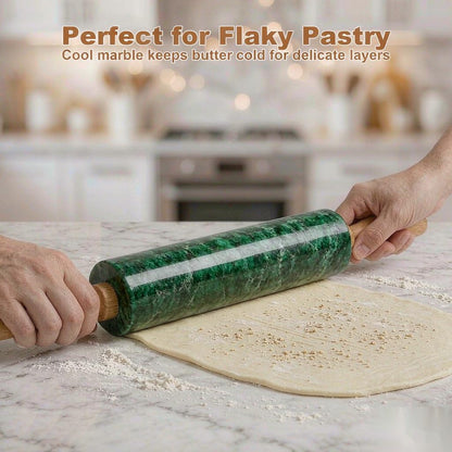 White Heavy Marble Dough Rolling Pin for Baking, 10 inch Barrel
