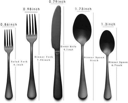 Portable Travel Utensils Set, 18/8 Stainless Steel 3 PCS Cutlery Set Including Knife Fork and Spoon, Reusable Travel Silverware Set with Case for Lunch Box Camping School Office