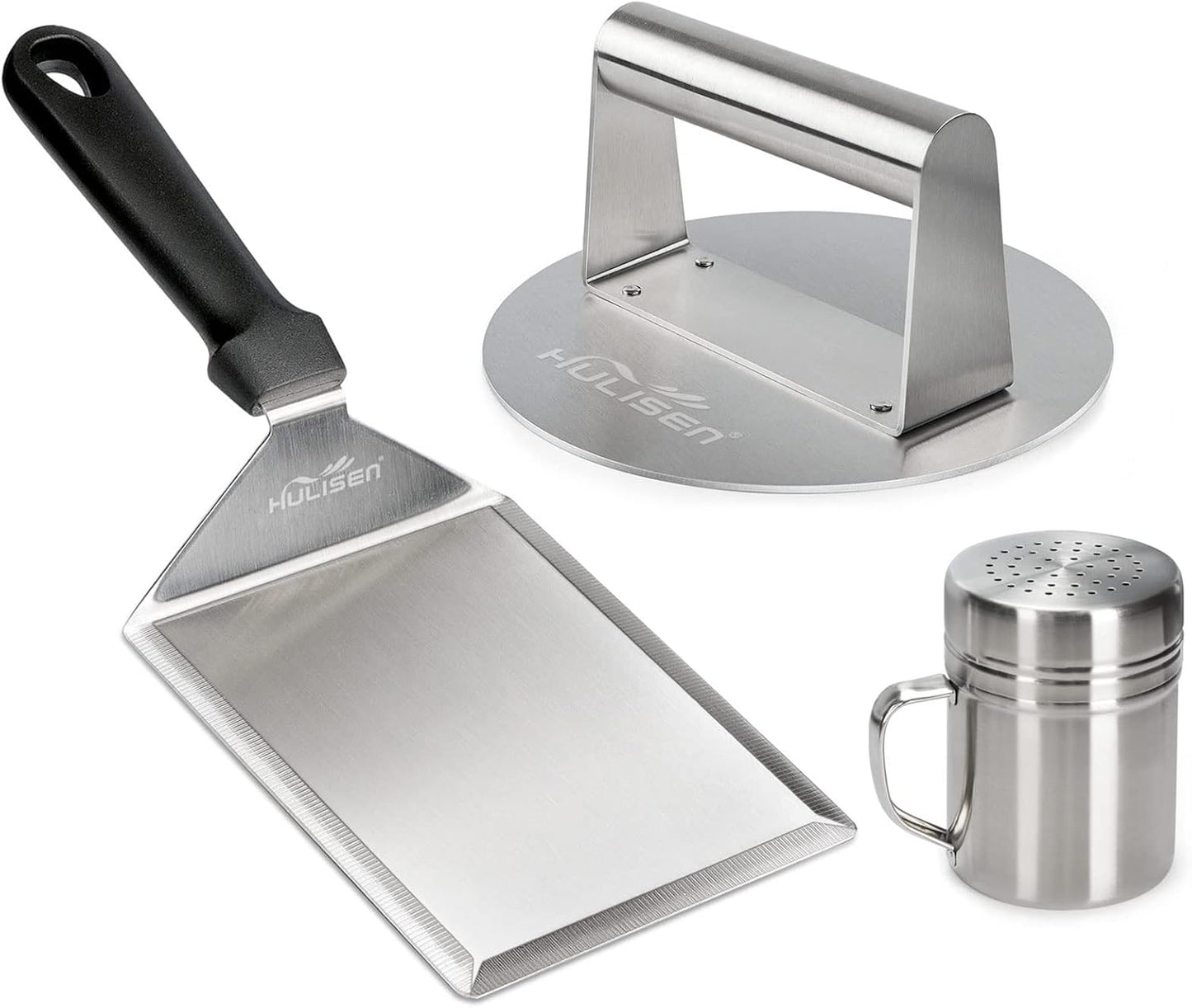 HULISEN Cheese Melting Dome & Smashed Burger Press, 6.2" Grill Press with 9" Basting Cover, Stainless Steel Burger Smasher, Griddle Accessories Kit for Flat Top Grill Cooking Indoor/Outdoor