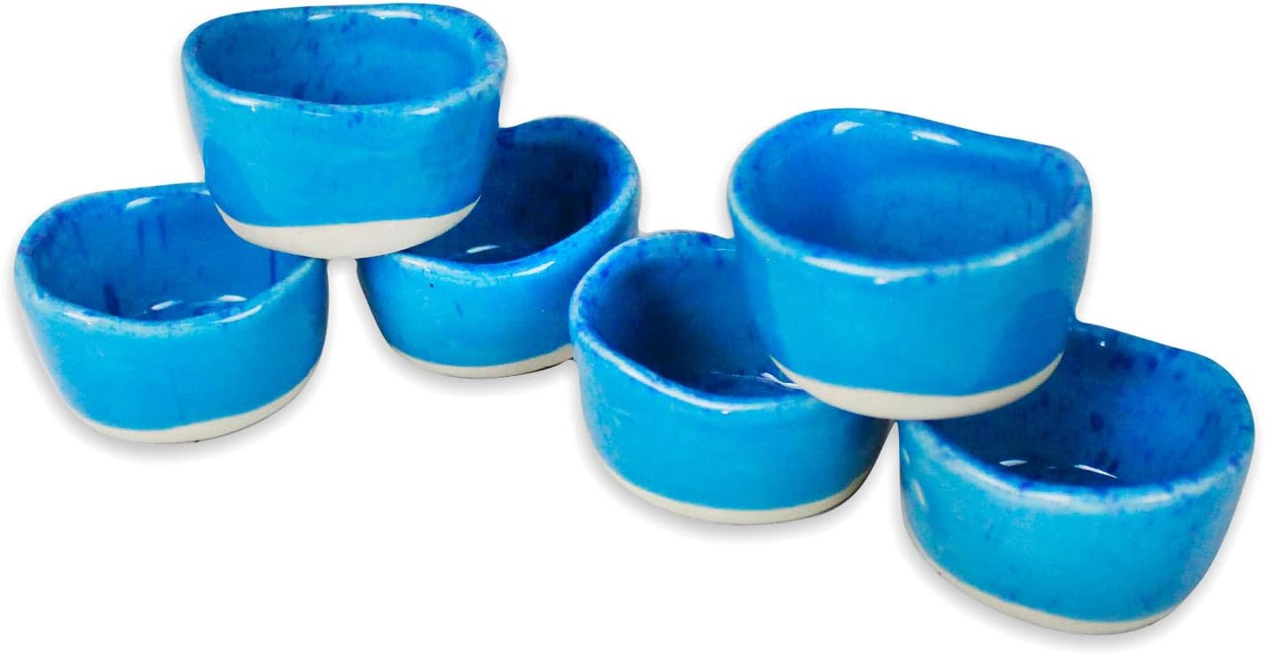 roro Ceramic Stoneware Mini Pinch Bowls Set of 6, Hand-Molded Artisanal Glossy Speckled White, Salt Pepper Spices and Seasoning - Cute and Elegant Kitchen Addition