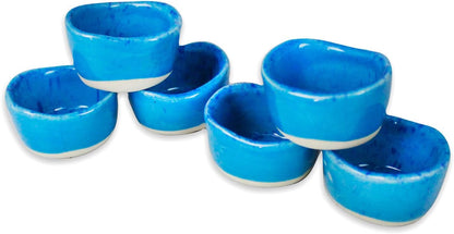 roro Ceramic Stoneware Mini Pinch Bowls Set of 6, Hand-Molded Artisanal Glossy Speckled White, Salt Pepper Spices and Seasoning - Cute and Elegant Kitchen Addition