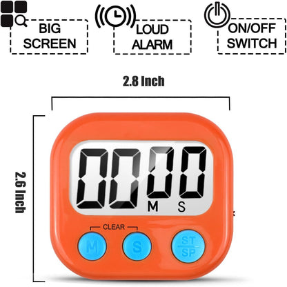 AOUCE Digital Kitchen Timers for Cooking, Timer for Kids 2 Pack White