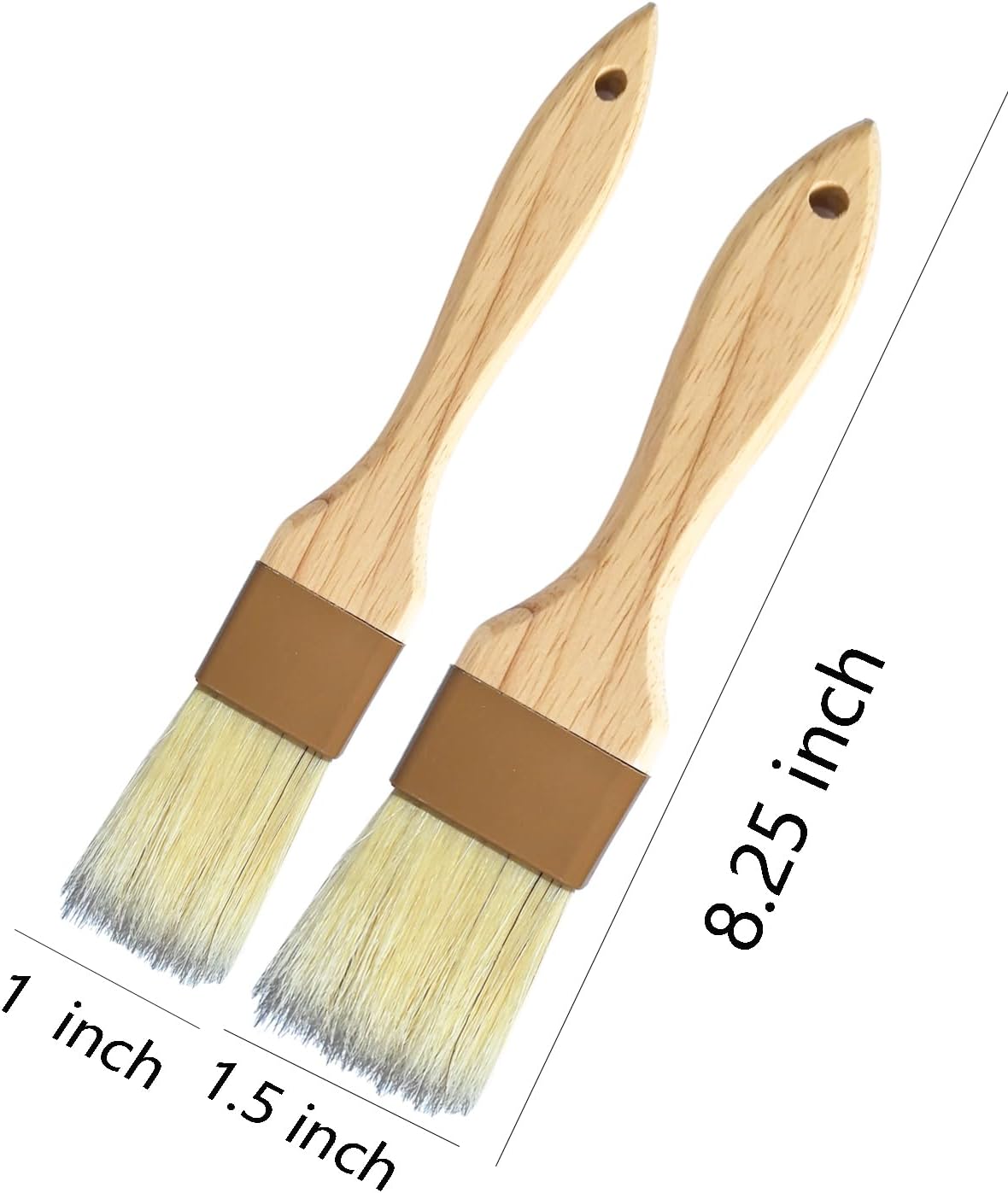 Natural Boar Bristle Pastry Brush,Heat Resistant Basting Brush for Cooking, BBQ, Baking, Food Grade Wooden Handle Oil Brush for Egg Wash, Butter,Marinade, Sauce, Dishwasher Safe(1",1.5",3PC)