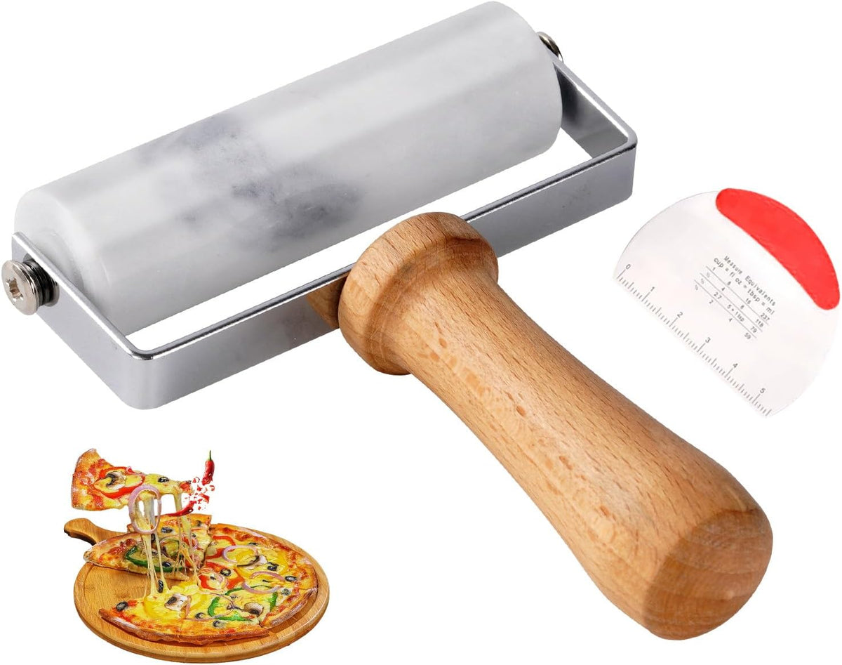 Small Marble Rolling Pin Pizza Roller for Baking (Type B Black)