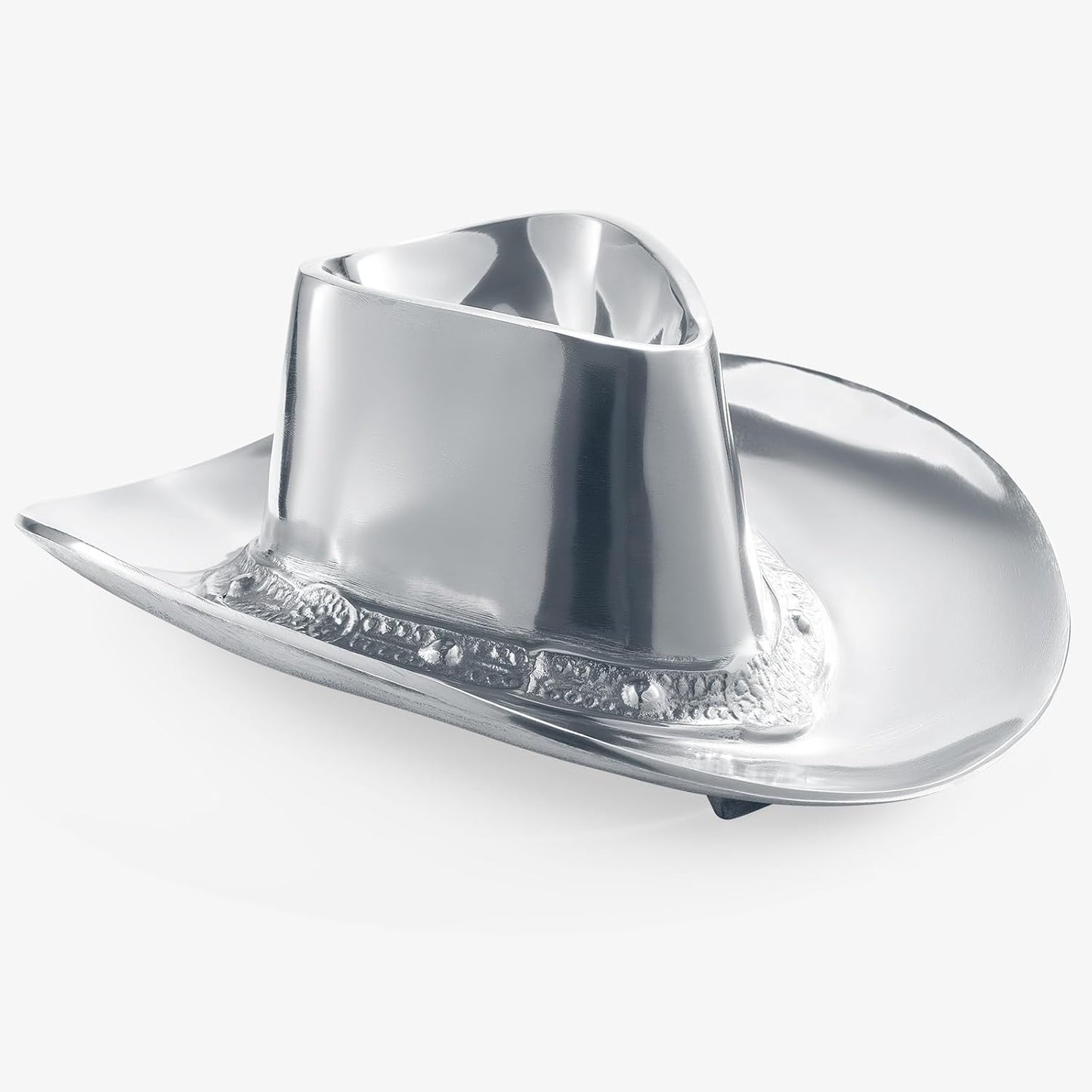 Cowboy Hat Chip and Dip Serving Bowl Silver Brass Snack, Western Candy & Salad Bowl - Chip n Dip All American Hat Centerpiece Serving Platter for Nuts, Salsas, Food, Serveware Decor Entertaining 1PC