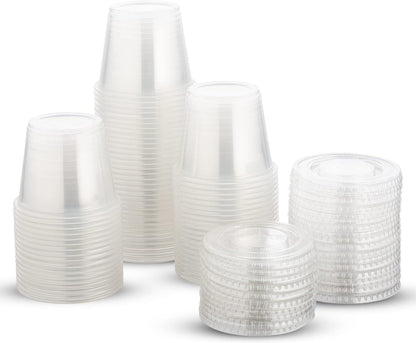 DuraHome Food Storage Containers with Lids 8oz, 16oz, 32oz Freezer Deli Cups Combo Pack, 44 Sets BPA-Free Leakproof Round Clear Takeout Container Meal Prep Microwavable, Airtight Lids (Mixed Sizes)