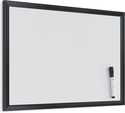 U Brands Framed Magnetic Weekly Calendar Dry Erase White Board, Office Supplies, Black Frame, with Marker, Magnet, 11” x 18”